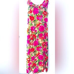 Made in Hawaii Vintage Hibiscus Floral Maxi Dress